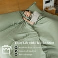 thumbnail image 4 of Simple&Opulence French Linen Flat Sheet,100% Natural Flax Bedding Sheet with Stone Washed King Size(108''x102'') Ultra Soft Breathable-1 Piece Flat Top Sheet Only Basic Style, Sage Green, 4 of 8