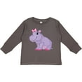 thumbnail image 3 of Inktastic Cute Purple Hippo Girls Long Sleeve Toddler T-Shirt, 3 of 5