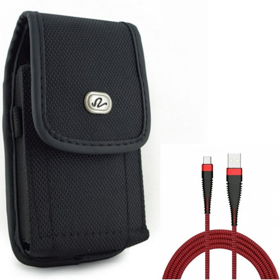 Rugged Case Belt Clip w Type-C 10ft USB Cable for Samsung Galaxy A53 5G,A33 5G Phones - Holster Canvas Cover Pouch, Charger Cord Power Wire USB-C