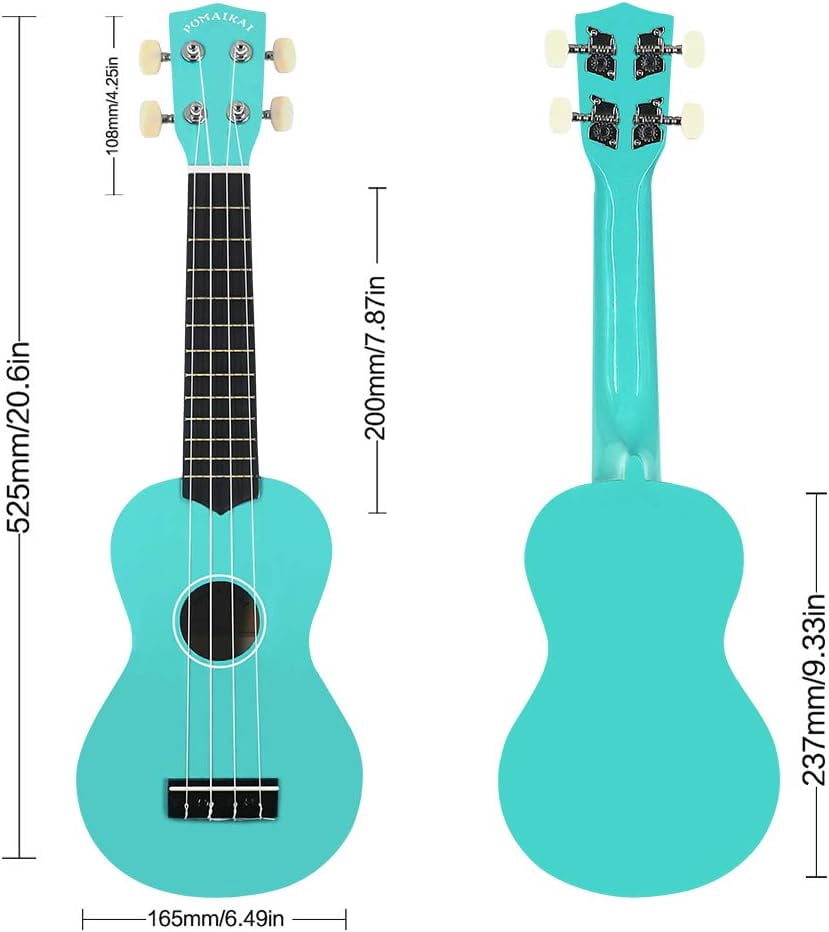 POMAIKAI Soprano Ukulele Starter Wood Ukele Hawaiian Guitar Ukelele 21" Beginner and Students (Light blue)