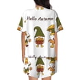 thumbnail image 6 of Uemuo Hello Autumn Pattern Women's Short-Sleeved Pajama, Button-Front Loungewear, 2-Piece Summer Sleepwear, Elastic Drawstring Shorts-3X-Large, 6 of 7