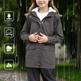 thumbnail image 4 of YunPes Fleece Lined Raincoat for Girls Solid Hooded Zipper Button Down Windproof Warm Jacket with Toddler Girls Winter Coat, 4 of 8