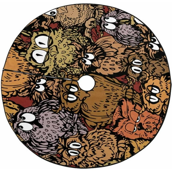 FMSHPON Cute Owls Xmas Christmas Tree Skirt Stand Mat for Holiday Party Decoration Indoor Outdoor 36 inches