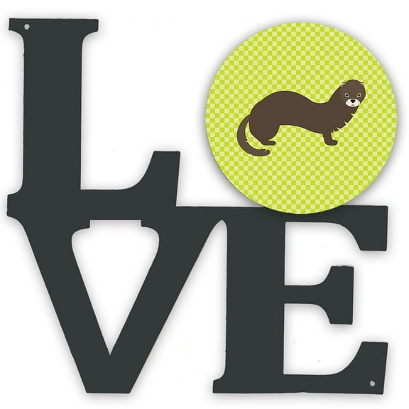 Russian or European Mink Green Metal Wall Artwork LOVE