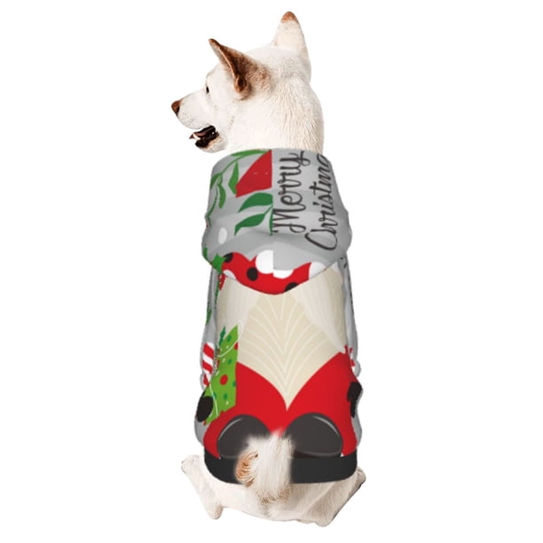 Fotbe Gnome And Buffalo Plaid Sudadera con Estampado para Perros Pequeños – Suéter con Capucha para Mascotas, Tela Suave de Forro Polar con Bolsillo-XX-Large