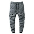 thumbnail image 3 of QATAINLAV Men's Cargo Pants with Pockets Outdoor Cotton Hiking Sweatpants Casual Drawstring Athletic Jogger Pants Solid Relaxed Fit Work Trousers Gray L, 3 of 10