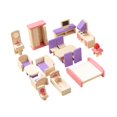 thumbnail image 3 of Juego de 19 piezas de muebles de casa de muñecas de madera, accesorios de casa de muñecas, muebles en miniatura de simulación para dormitorio para, 3 of 9