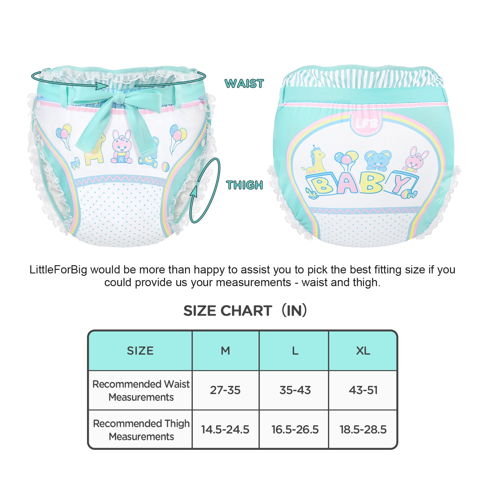 Littleforbig Silky Adult Ribbon Omutsu Diaper Wrap Cover Washable Adjustable Reusable Waterproof - Baby Parade M