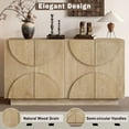 thumbnail image 5 of EUROCO 56.3" Large Storage Sideboard,Wood Buffet Cabinet with Adjustable Shelves,4 Doors and Semi-Circular Handles for Kitchen,Living Room,Natural, 5 of 7
