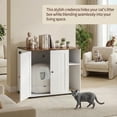 thumbnail image 5 of Historyli Large Cat Litter Enclosure for Self-Cleaning Litter Boxes,Hidden Litter Box Cabinet with Litter Collector,Adjustable Dog Proof Shelf & Storage,White, 5 of 7