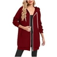 thumbnail image 4 of Zipper Long Hoodies for Women, Oversized Jacket Coat with Pocket, Casual Fall Long Sleeve Sweatshirts, 4 of 7