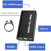 PS2 to HDMI Converter Adapter, with USB Power Cable, Video Converter with 3.5mm Audio Output for HDTV HDMI Monitor Supports All PS2 Display Modes