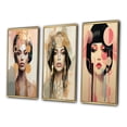 thumbnail image 3 of Designart "Timeless Beauty in Vintage Portrait II" Woman Avant-Garde Framed Wall Art Set Of 3 - Pink Glam Frame Gallery Wall Set For Home Decor, 3 of 6