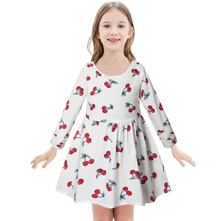 

Toddler Kids Baby Girls Floral Print Casual A-Line Twirly Dress Party Princess