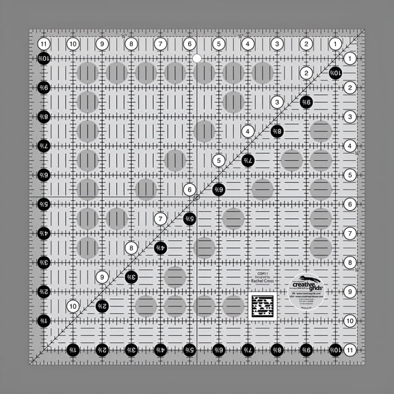 Creative Grids Quilt Ruler – 11½in Square Acrylic Ruler with Non-Slip Grip