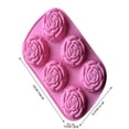 thumbnail image 2 of Pink 6-Connected Rose Silicone Mold – 3D Flower Fondant Cake Decorating Kit for Chocolate, Soap & Baking, Non-Stick & Heat Resistant, 2 of 6