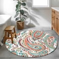 thumbnail image 3 of Round Rug 4Ft Washable Non-Slip, Paisley Flower Circle Area Rugs for Living Room Bedroom, Spring Watercolor Floral Leaf Plant Orange Indoor Floor Mats Carpet Runner for Home Decor Aesthetic, 3 of 8