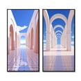thumbnail image 2 of Designart "Futuristic Architecture Infinite Geometry VI" Modern Geometric Framed Wall Art Set Of 2 - Modern Blue Framed Canvas Set For Living Room Decor, 2 of 6