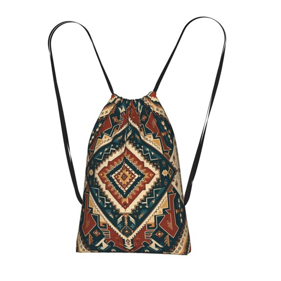 Modern Ethnic Geometric Wall Art Packable Drawstring Backpack, Lightweight Foldable Cinch Storage Bag for Gym Travel Shopping