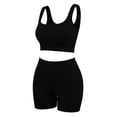 thumbnail image 5 of Women 2Piece Activewear Workout Yoga Set Long Sleeve Crop Top And High Waist Leggings Gym Outfit Yoga Shorts Sets Black ,S, 5 of 8