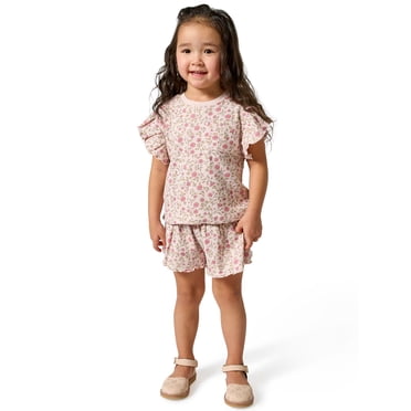 Modern Moments by Gerber Toddler Girl Organic Top and Short Set, Sizes 12 Months - 5T