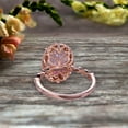 thumbnail image 6 of 1.75 Carat Oval Cut Morganite Engagement Ring On 10k Rose Gold Halo Stackable Ring Art Deco Anniversary Gift Personalized for Brides, 6 of 6