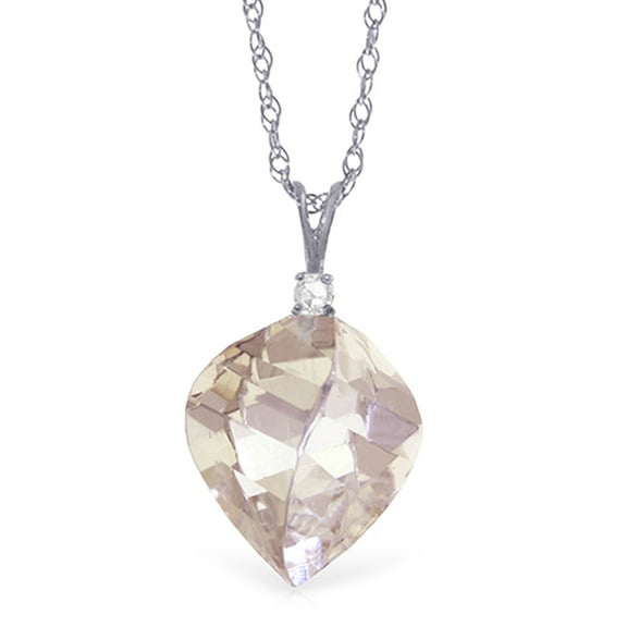 Galaxy Gold 14k 18" White Gold Necklace with Natural Diamond and Twisted Briolette White Topaz