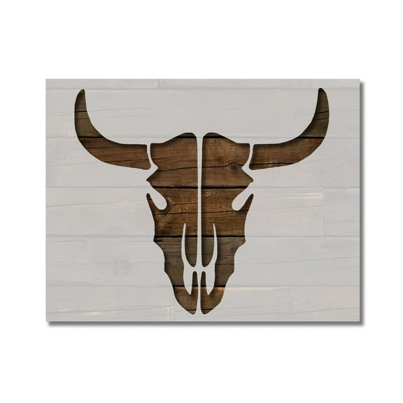 Bull Steer Skull Stencil Template Reusable 8.5 x 11 for Painting on Walls, Wood, Etc. By Stencilville