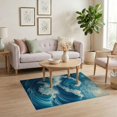 thumbnail image 3 of ODIKA 4'x6' Abstract Blue Washable Area Rug for Dorm Room, Small Living Stain Resistant Low Profile, Easy Care, 3 of 7