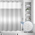 thumbnail image 3 of No Hook Shower Curtain, Grey Ombre Shower Curtains for Bathroom with See Through Top Window, Aesthetic Art Farmhouse Gradient Gray Waterproof & Washable Bath Curtain Stall 48"x72", 3 of 9
