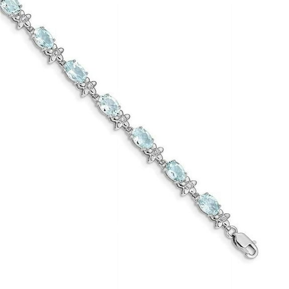 Primal Gold 14 Karat White Gold Floral Diamond and Aquamarine Bracelet