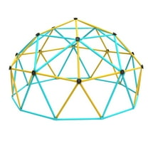 10FT Climbing Dome Outdoor Jungle Gym for Kids Geometric Dome Climber Supporting 880 Lbs Anti Rust Metal Blue & Yellow