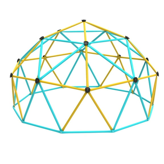 Gardenature 10FT Climbing Dome Outdoor Jungle Gym for Kids Geometric Dome Climber Supporting 880 Lbs Anti Rust Metal Outdoor Play Structure  Blue and Yellow