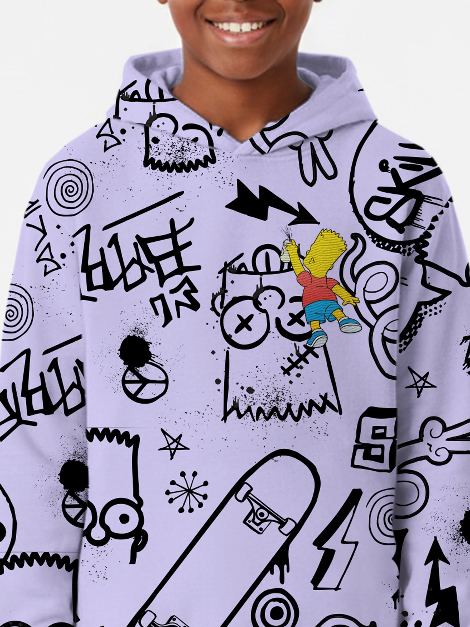 The Simpsons, Boys' & Big Boys' Graphic Hoodie, Bart Graffiti, Sizes 4-18