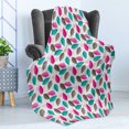 thumbnail image 4 of Leaves Soft Flannel Fleece Throw Blanket, Simplistic Foliage Design with Colorful Leaves Abstract Autumn Season Elements, Cozy Plush for Indoor and Outdoor Use, 60" x 80", Multicolor, by Ambesonne, 4 of 5