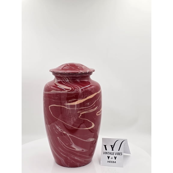 Red Cremation Urn for Ashes | Elegant Swirl Memorial Urn | Classic Funeral Urn with Lid