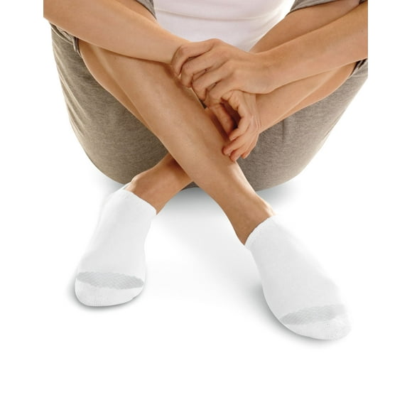 Hanes Womens Cool Comfort No Show Socks 6-Pack, 5-9, White w/Grey Vent, 5-9