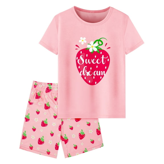 Girls Pajamas Short Sleeve Toddler Girls Summer Short Sets Sleepwear Clothes Sets Girls Pajamas Size 3-10