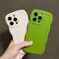 thumbnail image 6 of Compatible with iPhone 12 Solid Beige Color Case, Cute Aesthetic Curly Wave Frame Design, Slim Soft Full Camera Protection Phone Cover for Women Girls, 6 of 8