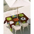 thumbnail image 3 of 60x102 Inch Outdoor Tablecloth with Umbrella Hole Zipper Rectangle Brown Balls Rectangular Tablecloths Outside Waterproof Baseball Tennis Basketball Football Patio Table Cloth Cover for Picnic Party, 3 of 8