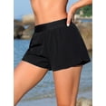 thumbnail image 6 of Asoul Womens Elastic Waisted Swim Bottoms High Split Board Shorts Bikini Beach Shorts with Pockets, 6 of 8