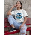 thumbnail image 2 of Cute Elegant Hipster Owl With Glasses And Bow Women White T-Shirt, Female Small, 2 of 4