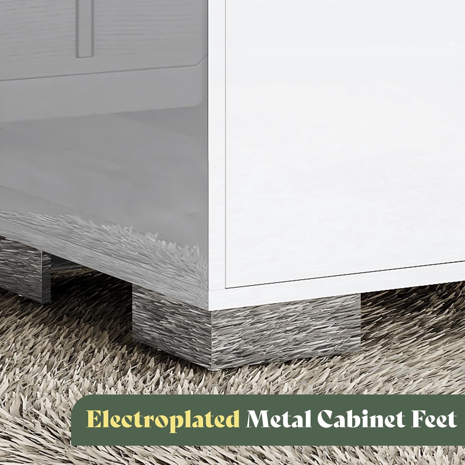VanAcc Nightstand Set of 2 with Drawers & High Gloss UV Finish,Storage End Tables for Bedroom,White