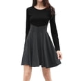 thumbnail image 1 of INSPIRE CHIC Vestido De A-Línea Por Encima De La Rodilla Color De Contraste Mangas Largas Para Mujer - Gris/M, 1 of 5