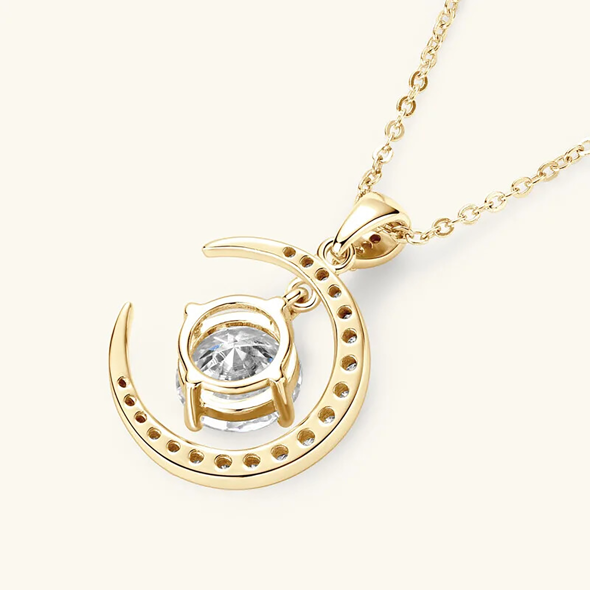 Sparkling 2.3 Ct Moissanite Stars Moon Necklace For Women S925 Sterling Silver Gold Plated Pendant Necklace D VVS1 Color Moissanite Diamond Necklace Jewelry Gift Chain
