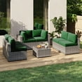 thumbnail image 6 of Clouddwell 14-Piece Outdoor Cushion Set for 6-Seat Wicker Sectional - Waterproof, High-Resilience Foam (Green), 6 of 7
