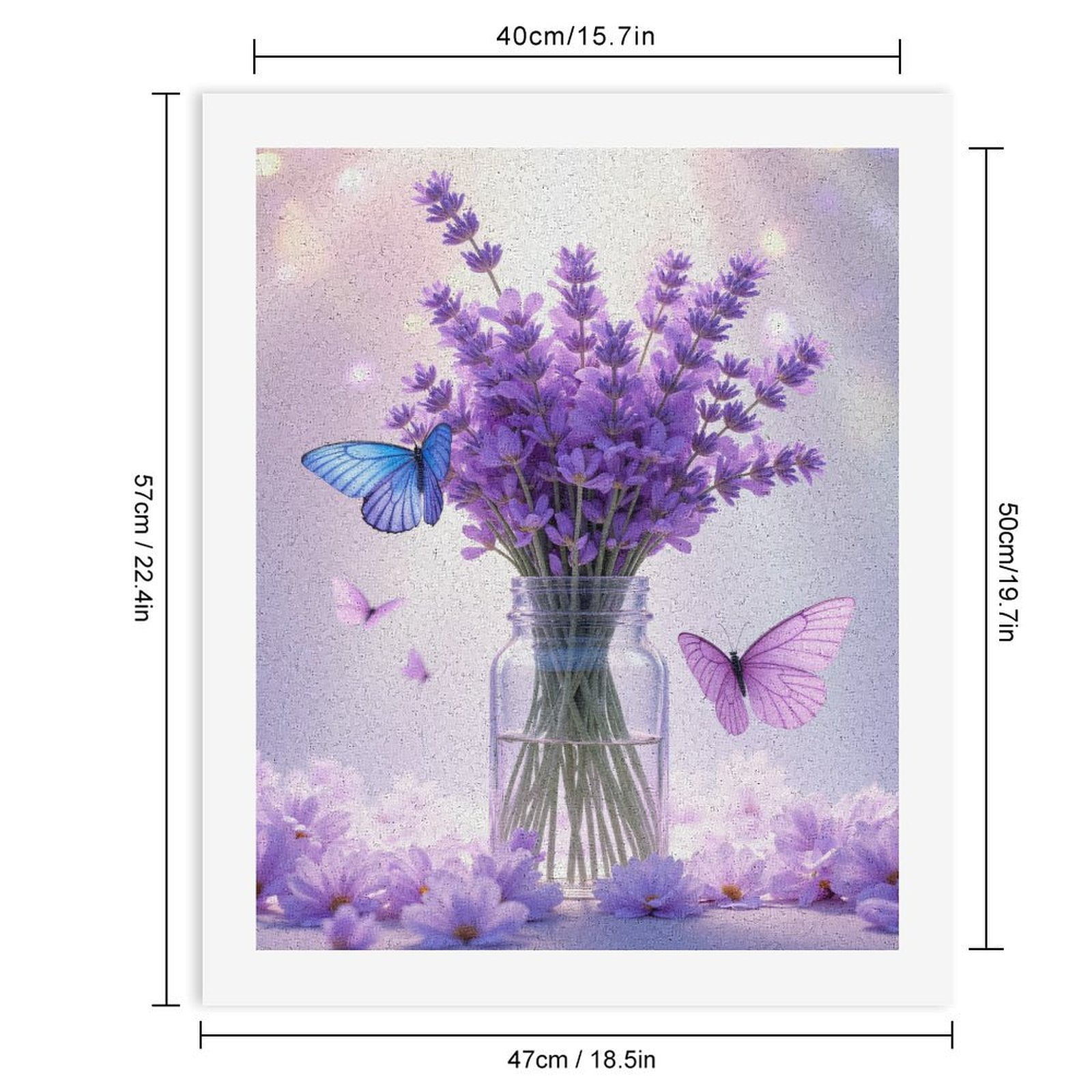 Paint By Numbers Kit for Adults Beginner - DIY Lavender Bouquet Butterflies Bliss Canvas Painting Kits for Adults, Frameless Paint By Number for Adults for Home Wall Decor 16x20 Inch