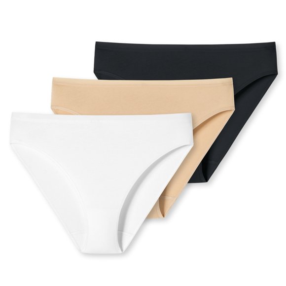 UNCOVER by SCHIESSER Calzoncillos para mujer - Tai, algodón suave, paquete de 3 Blanco/Beige/Negro 2XL (2X-Large)