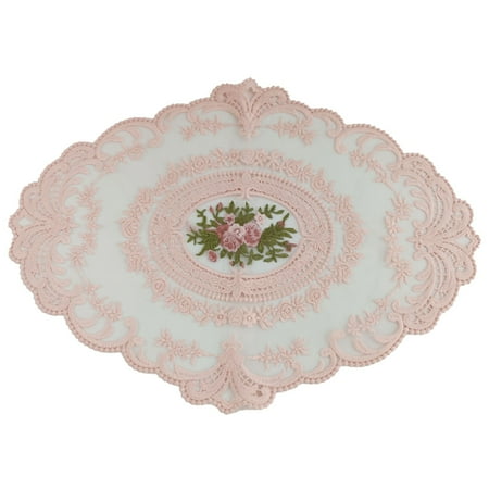 

2Pcs Embroidered Lace Placemat Coaster Coffee Doilies Table Mat Cover Home Decor