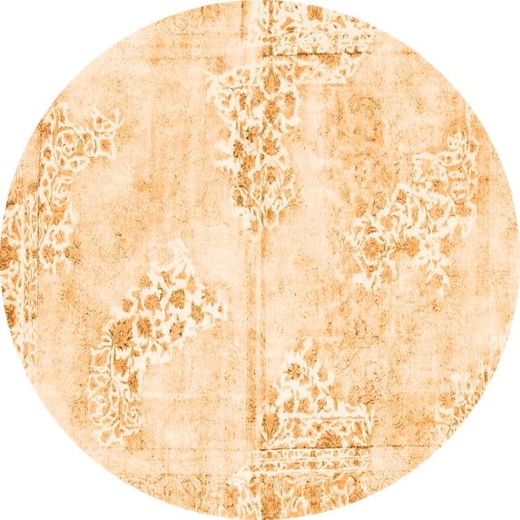 Ahgly Company Indoor Round Abstract Orange Modern Area Rugs, 3' Round
